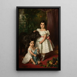 Jzef Simmler - Portrait of Maria Ra Kronenberg and Ra Maria Karolina Kronenberg with a dog.webp