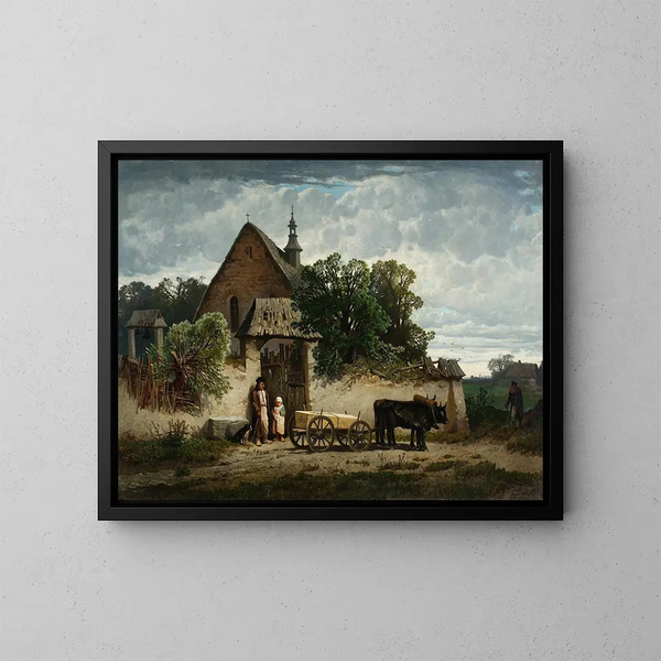 Burial of a Peasant - Józef Szermentowski — framed artwork on a wall