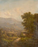 Paisaje con una carretera de montaña y ruinas de castillo - Karl Hermann — vista de la obra