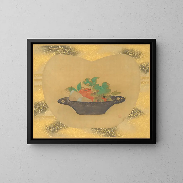 Bol de frutas - Kanō Tsunenobu — cuadro enmarcado en la pared