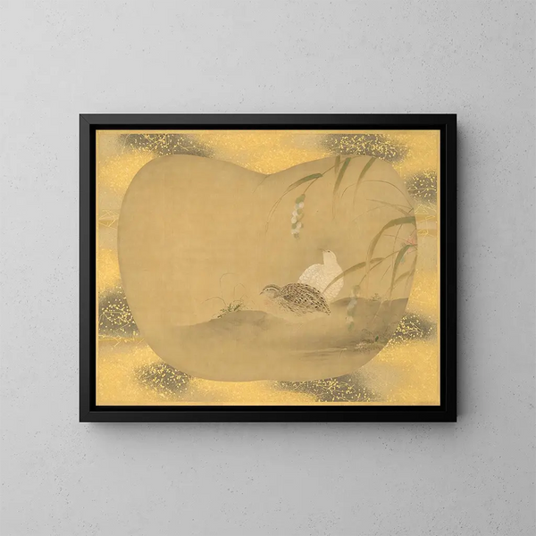 Sauvagine y codorniz - Kanō Tsunenobu — cuadro enmarcado en la pared