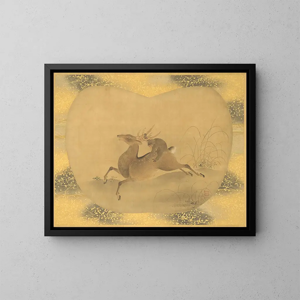Mono sobre un ciervo - Kanō Tsunenobu — cuadro enmarcado en la pared