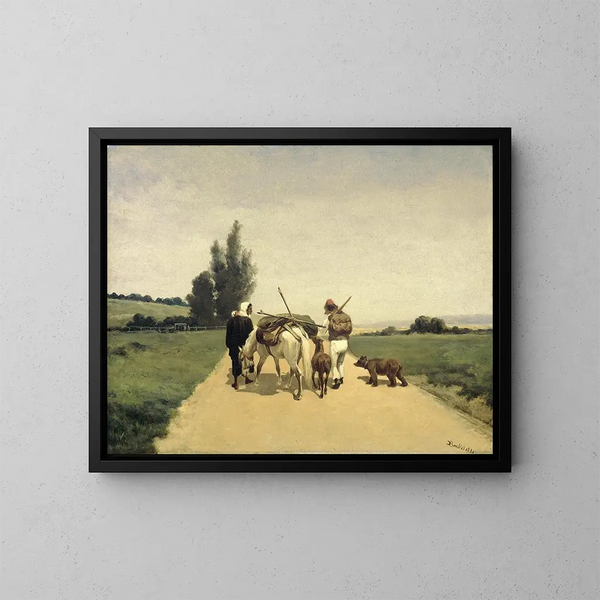 Familia paseando por un camino rural - Karel Frederik Bombled — cuadro enmarcado en la pared