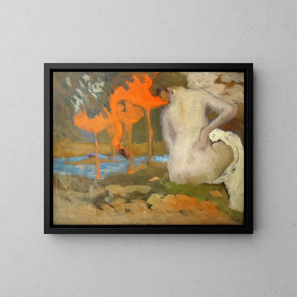 Léda y el cisne - Karel Pilař — cuadro enmarcado en la pared