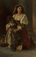Madre e hijo - Karl Becker — cuadro enmarcado en la pared
