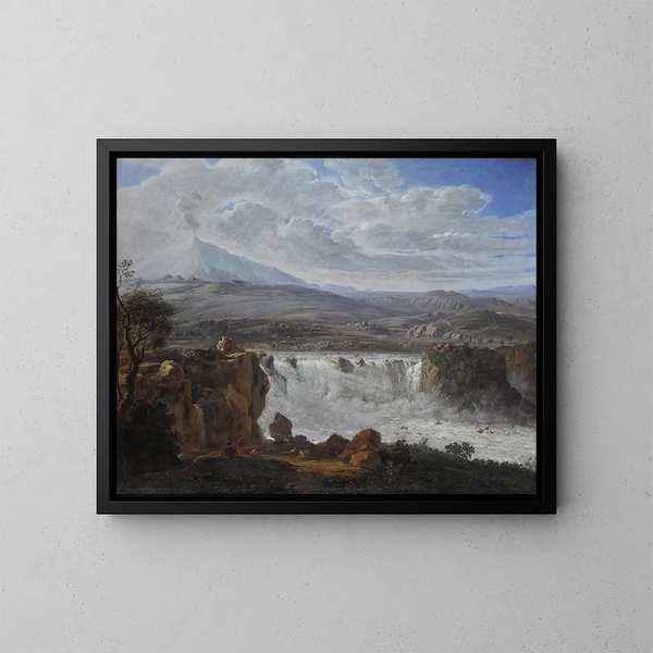 La cascada de los Caracci cerca de Aderno al pie del monte Etna - Karl Gotthard Grass — cuadro enmarcado en la pared