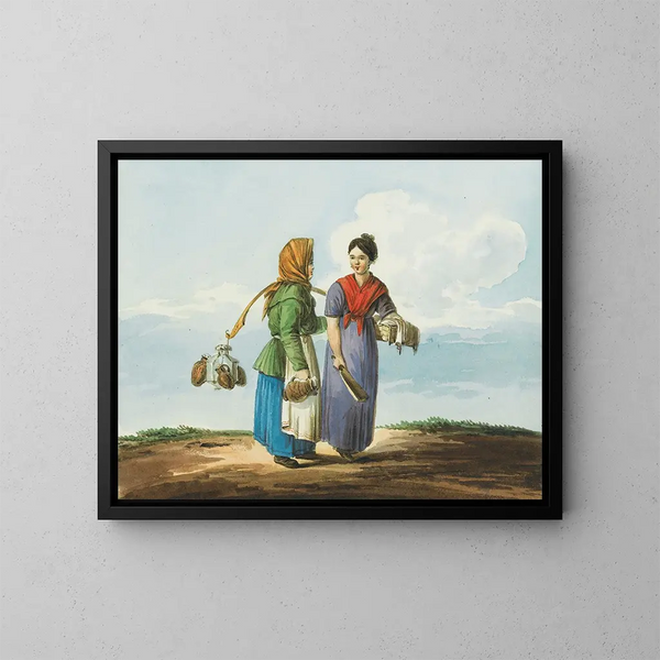 A water carrier and a laundress - Karl Ivanovich Kollman — framed artwork on a wall