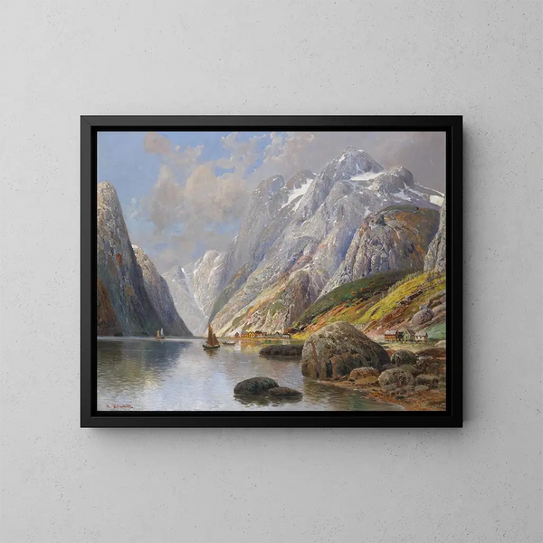Paisaje del fiordo de Holmstedt - Karl Kaufmann — cuadro enmarcado en la pared