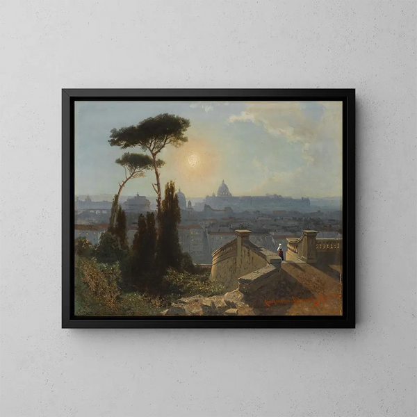 Roma desde la Trinité-des-Monts - Karl Lindemann-Frommel — cuadro enmarcado en la pared