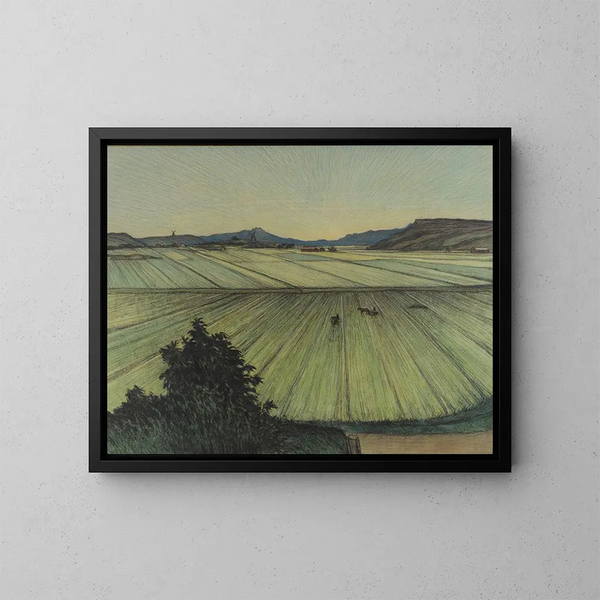 Paisaje con campos - Karl Nordström — cuadro enmarcado en la pared