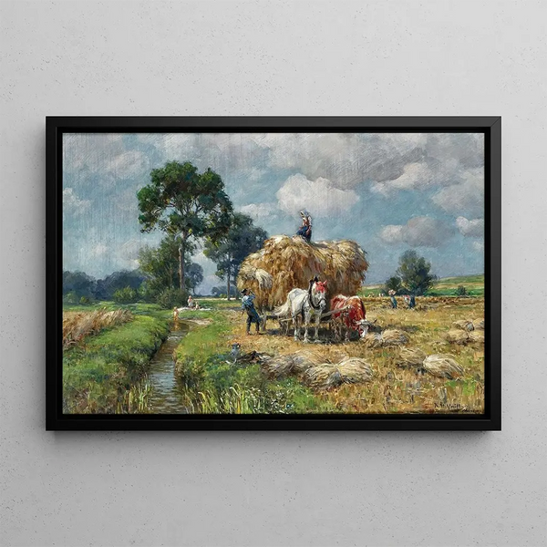 Karl Stuhlmller - Summer harvest in the background children at a creek.webp