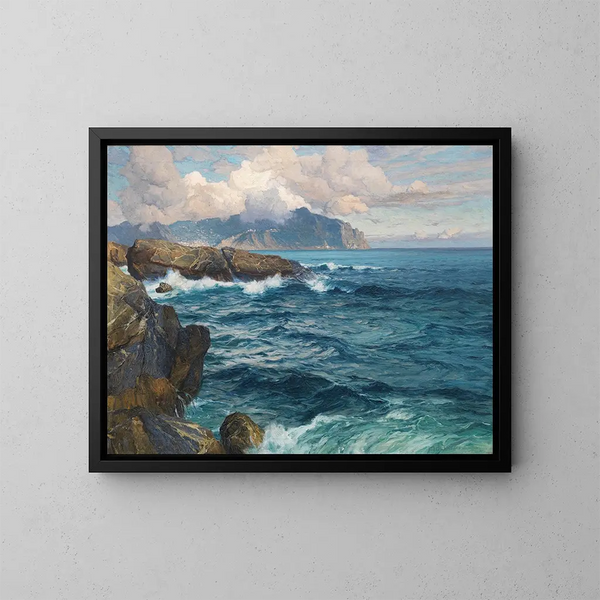 Atmosphère del atardecer en Nervi - Karl Theodor Boehme — cuadro enmarcado en la pared