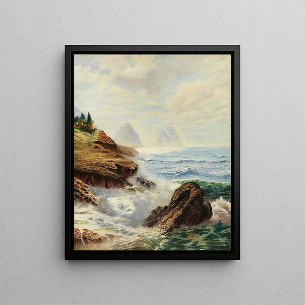 Karl Theodor Boehme - An der Kste von Ischia mit Blick auf die Faraglioni Felsen.webp