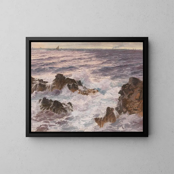 Mareas agitadas frente a Capri - Karl Theodor Boehme — cuadro enmarcado en la pared