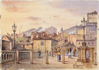 Karl Wenzel Zajicek - Die Magdalenenbrcke ber den Wienfluss.webp