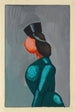 Sin título mujer con vestido verde y tocado negro - Karl Wiener — vista de la obra