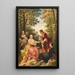 L'impératrice Marie-Thérèse taking care of a poor woman's child in the garden of Schönbrunn Palace - Karl von Blaas — framed artwork on a wall