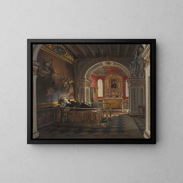 Interior painting of the Saint Stanislas Kostka Chapel in Rome - Karol Miller — framed artwork on a wall