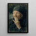 Head of an old woman with hand to mouth - Karoline Kubin — framed artwork on a wall