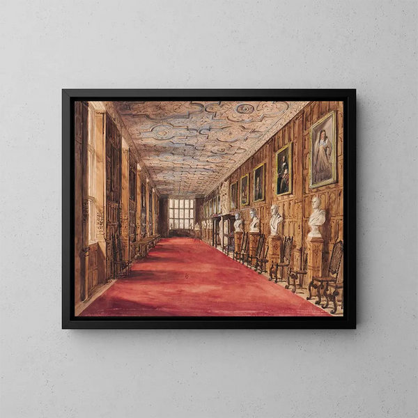 La galería larga de Aston Hall - Katherine Muirhead — cuadro enmarcado en la pared