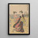 jóvenes mujeres disfrutando del aire fresco de la tarde en el puente - Katsukawa Shunchō — cuadro enmarcado en la pared