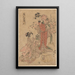 Two women with a child - Katsukawa Shunsen — framed artwork on a wall