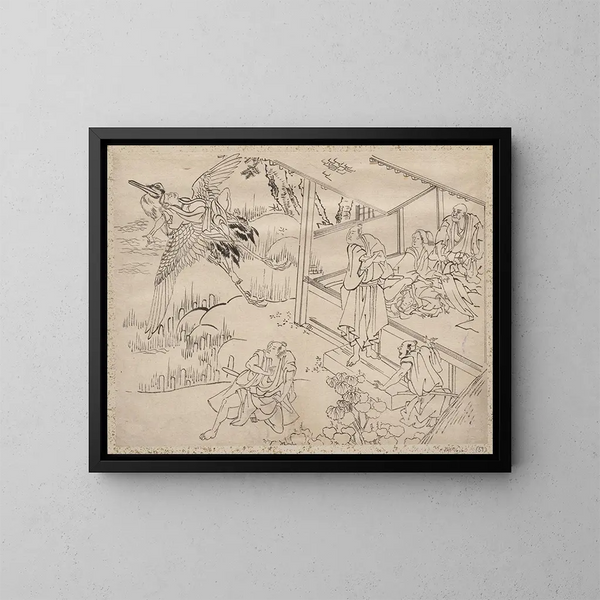 Sketchbook of Katsushika Hokusai and his disciples Pl59 - Katsushika Hokusai — framed artwork on a wall