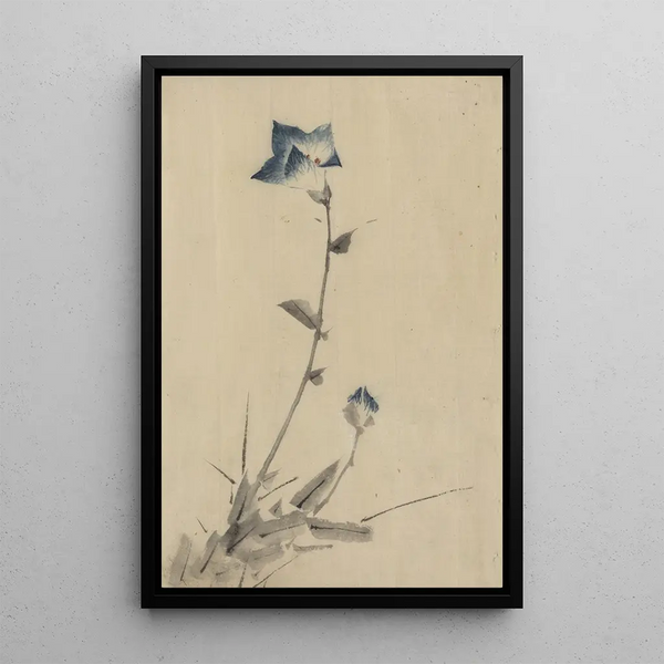 Katsushika Hokusai - Blue flower blossom and bud at the end of a stalk.webp