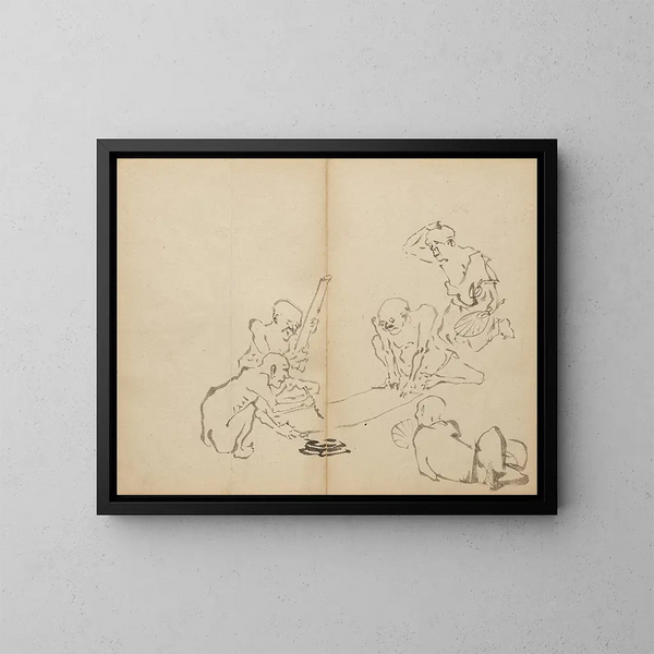 Calligraphy dans la chaleur - Kawanabe Kyōsai — framed artwork on a wall
