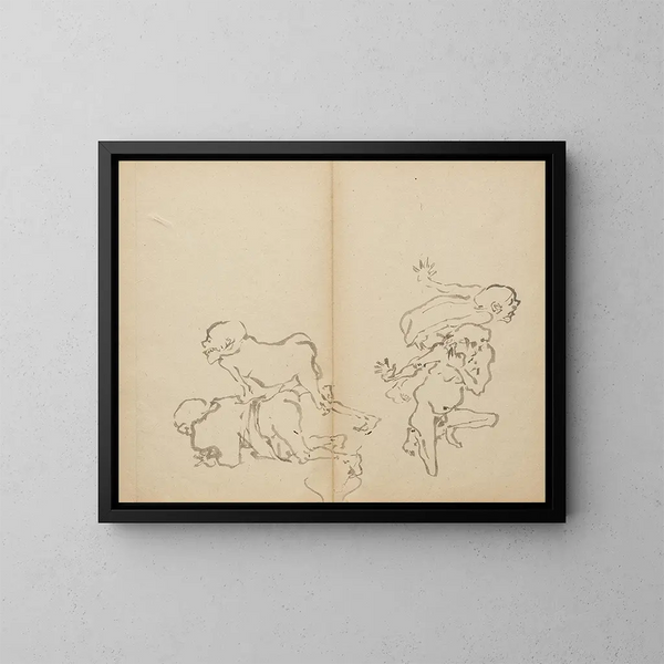 Concours de pets de seniors - Kawanabe Kyōsai — framed artwork on a wall