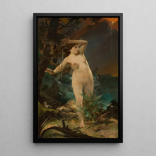Kazimierz Alchimowicz - Milda female nude against the landscape of rough sea.webp