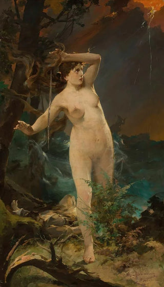 Kazimierz Alchimowicz - Milda female nude against the landscape of rough sea.webp