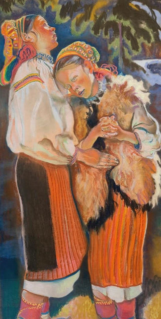 Kazimierz Sichulski - Palm Sunday triptych Hutsul girls.webp