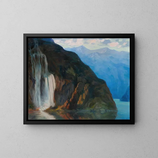 Kazimierz Stabrowski - Landscape with a waterfall.webp