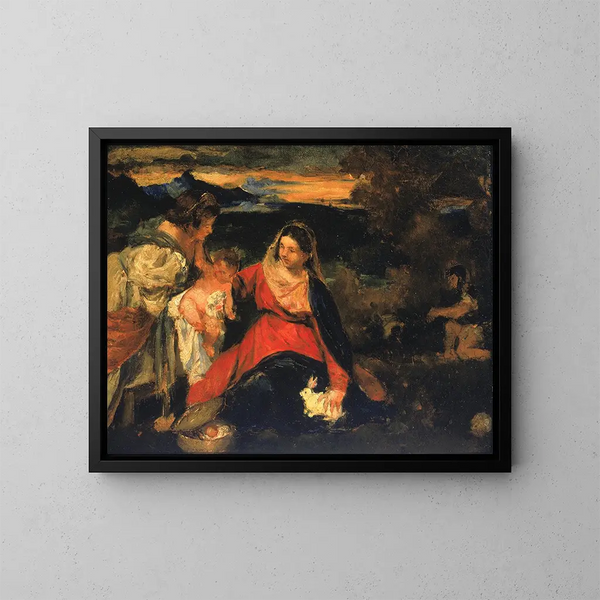 Después de la Madonna de los conejos de Tiziano - Kenyon Cox — cuadro enmarcado en la pared