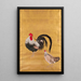 a Japanese scroll depicting a rooster and a hen - Kishi Ganku — framed artwork on a wall