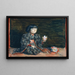 retrato sentado de Reiko con una muñeca - Kishida Ryusei — cuadro enmarcado en la pared