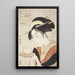Reappearance of the Courtesan Naniwaya Okita - Kitagawa Utamaro — framed artwork on a wall