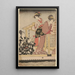 Fishing with a four-arm net Yotsu Deami composing the left part of the triptych - Kitagawa Utamaro — framed artwork on a wall