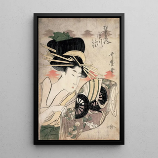 La courtisane Ichikawa de l'établissement Matsuba - Kitagawa Utamaro — framed artwork on a wall