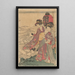 Dos mujeres con niños junto al mar - Kitagawa Utamaro — cuadro enmarcado en la pared