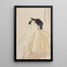 Woman exhaling smoke from a pipe - Kitagawa Utamaro — framed artwork on a wall