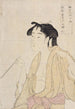 Woman exhaling smoke from a pipe - Kitagawa Utamaro — artwork view