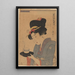 Femme servant du thé dans un café - Kitagawa Utamaro — framed artwork on a wall