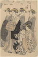 Mujer con sirvientas - Kitagawa Utamaro — vista de la obra