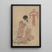 Mujer con rollo - Kitagawa Utamaro — cuadro enmarcado en la pared