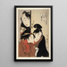 Oshichi la hija del frutero, Kichisabur el niño sirviente y Dozaemon Denkichi - Kitagawa Utamaro — cuadro enmarcado en la pared