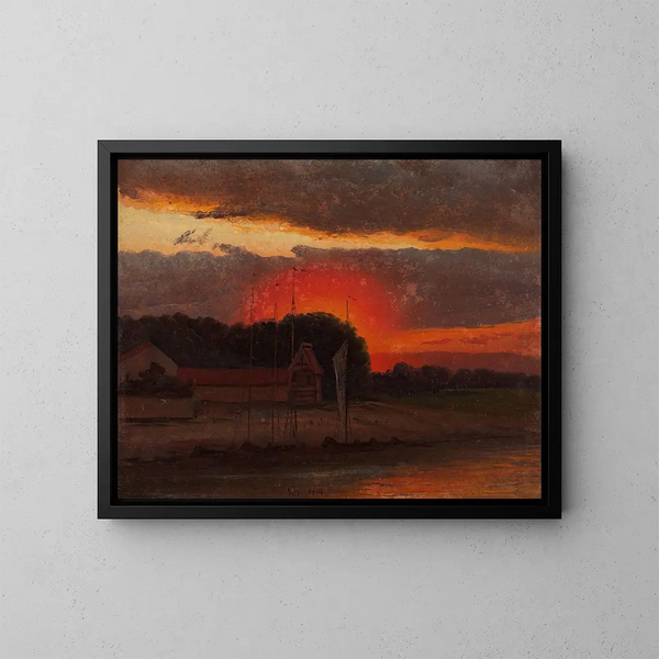 L'Elbe al atardecer - Knud Baade — cuadro enmarcado en la pared