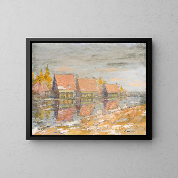 Datchas junto al río - Konstantin Alexeïevitch Korovine — cuadro enmarcado en la pared