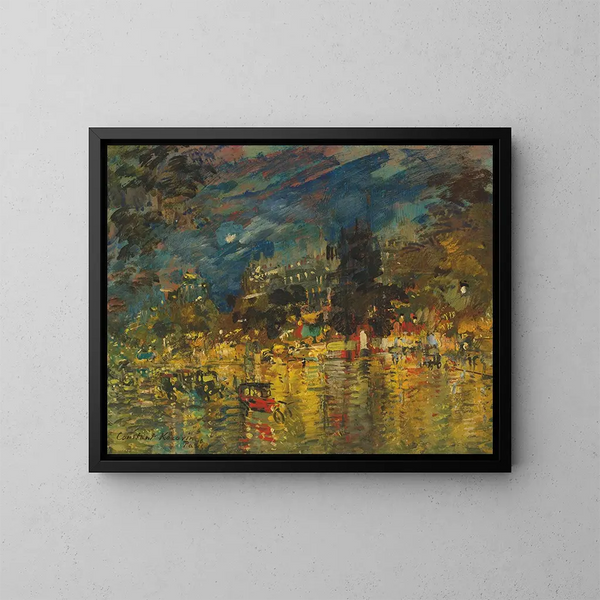 Boulevard parisien la noche - Konstantin Alexeïevitch Korovine — cuadro enmarcado en la pared